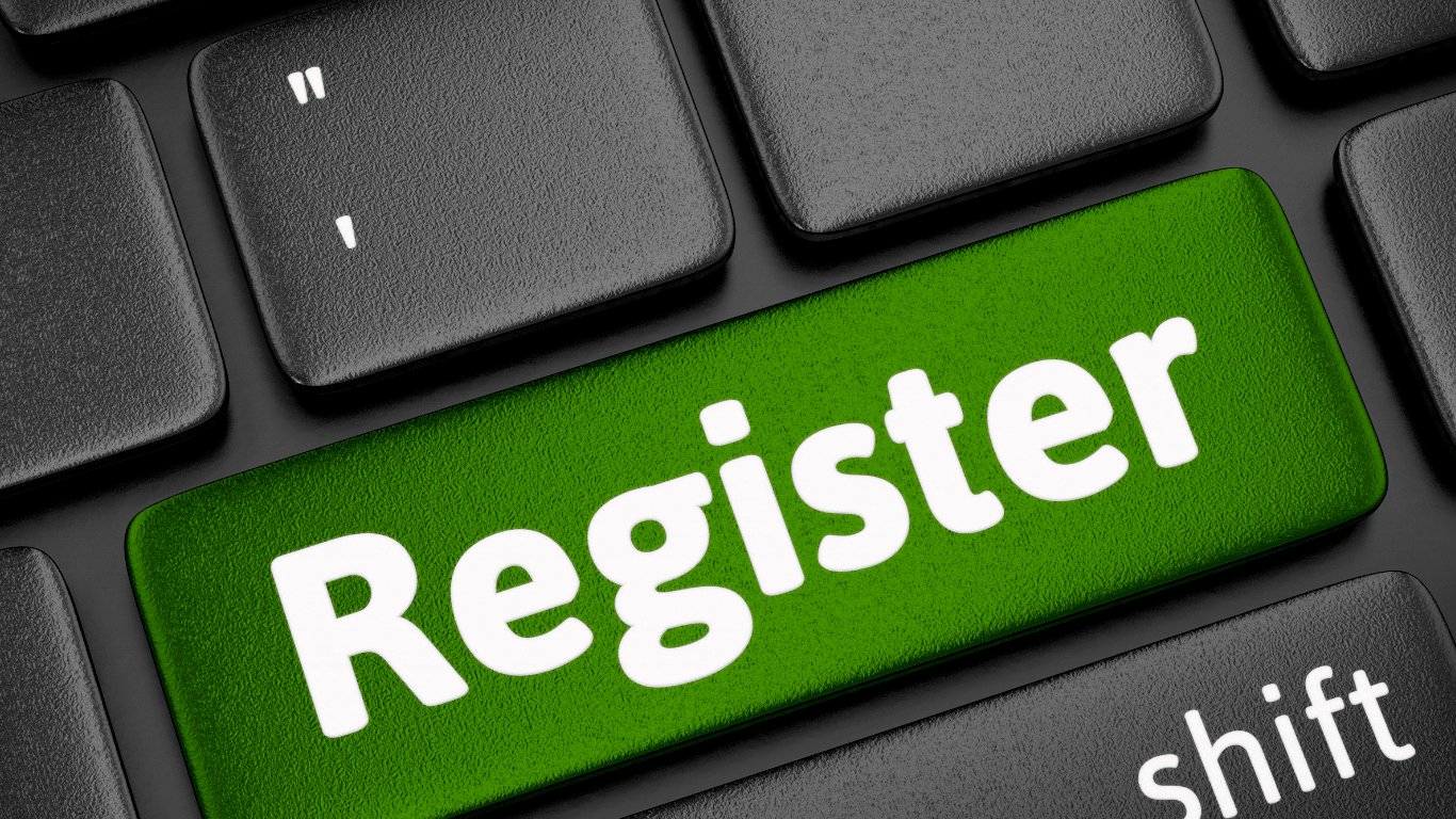 Register for overseas entities keyboard green key with register label